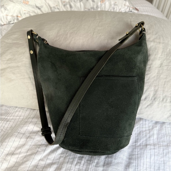 Clare V Handbags - Clare V Suede Petite Jean Bucket Bag in Loden Green
